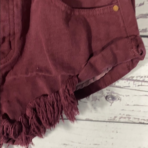 Mustard Seed Burgundy Cutoff Denim Jean Short - Picture 3 of 6
